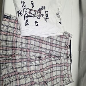 LRG Plaid Cargo Shorts - White, Black, Pink